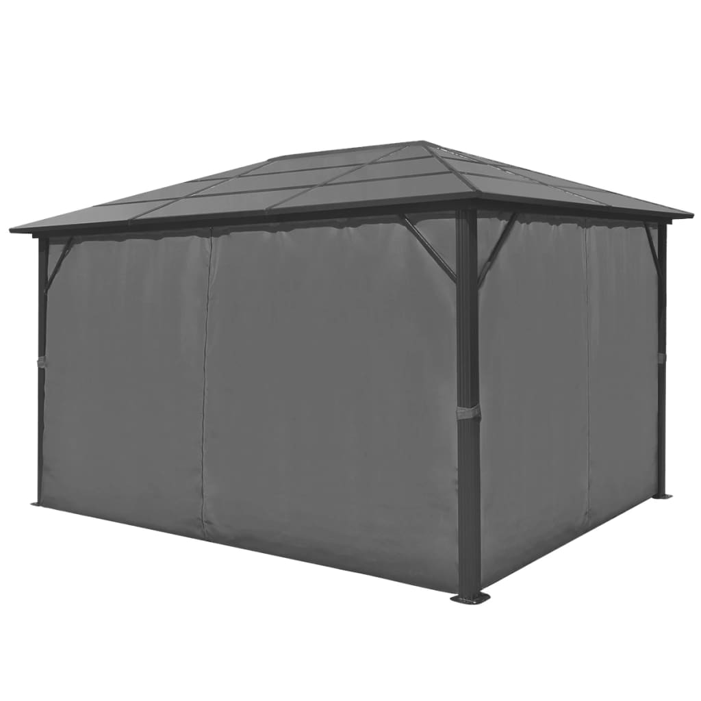 Pavilion cu perdea, antracit, 400 x 300 cm, aluminiu