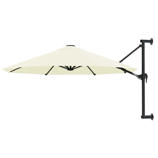 Umbrelă soare, montaj pe perete, stâlp metalic, 300 cm, nisipiu