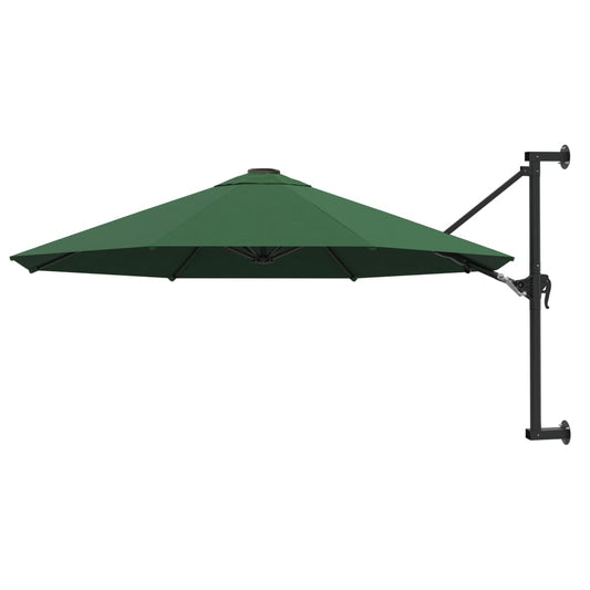 Umbrelă soare, montaj pe perete, tijă metalică, verde, 300 cm