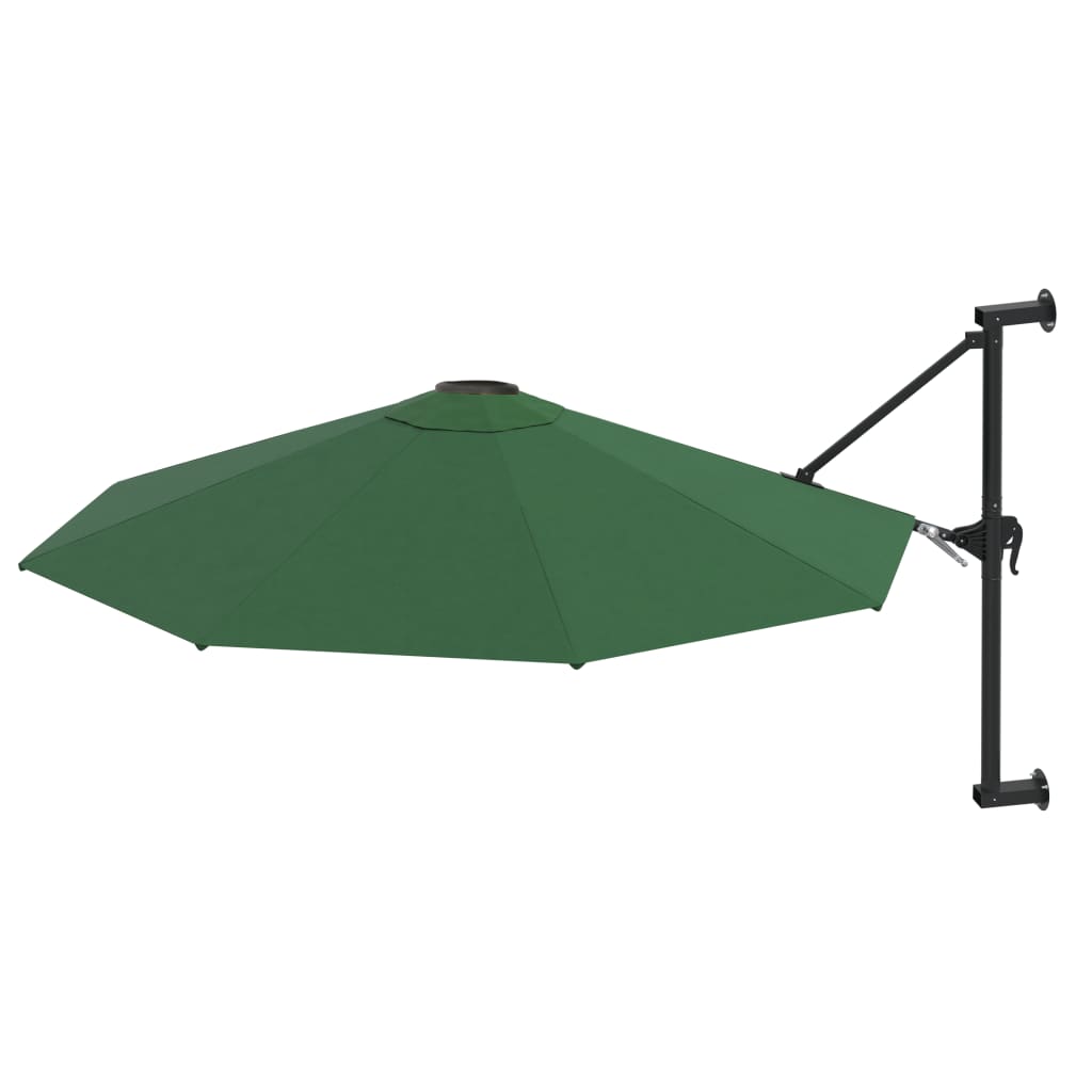 Umbrelă soare, montaj pe perete, tijă metalică, verde, 300 cm