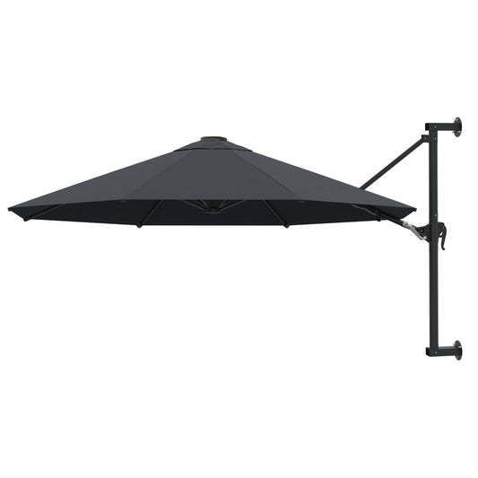 Umbrelă soare, montaj pe perete, stâlp metal, 300 cm, antracit