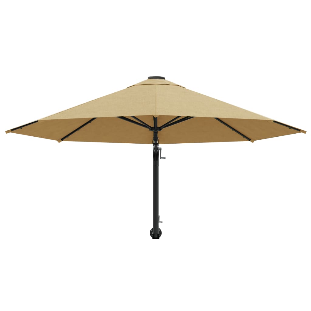 Umbrelă soare montaj pe perete tijă metalică gri taupe 300 cm