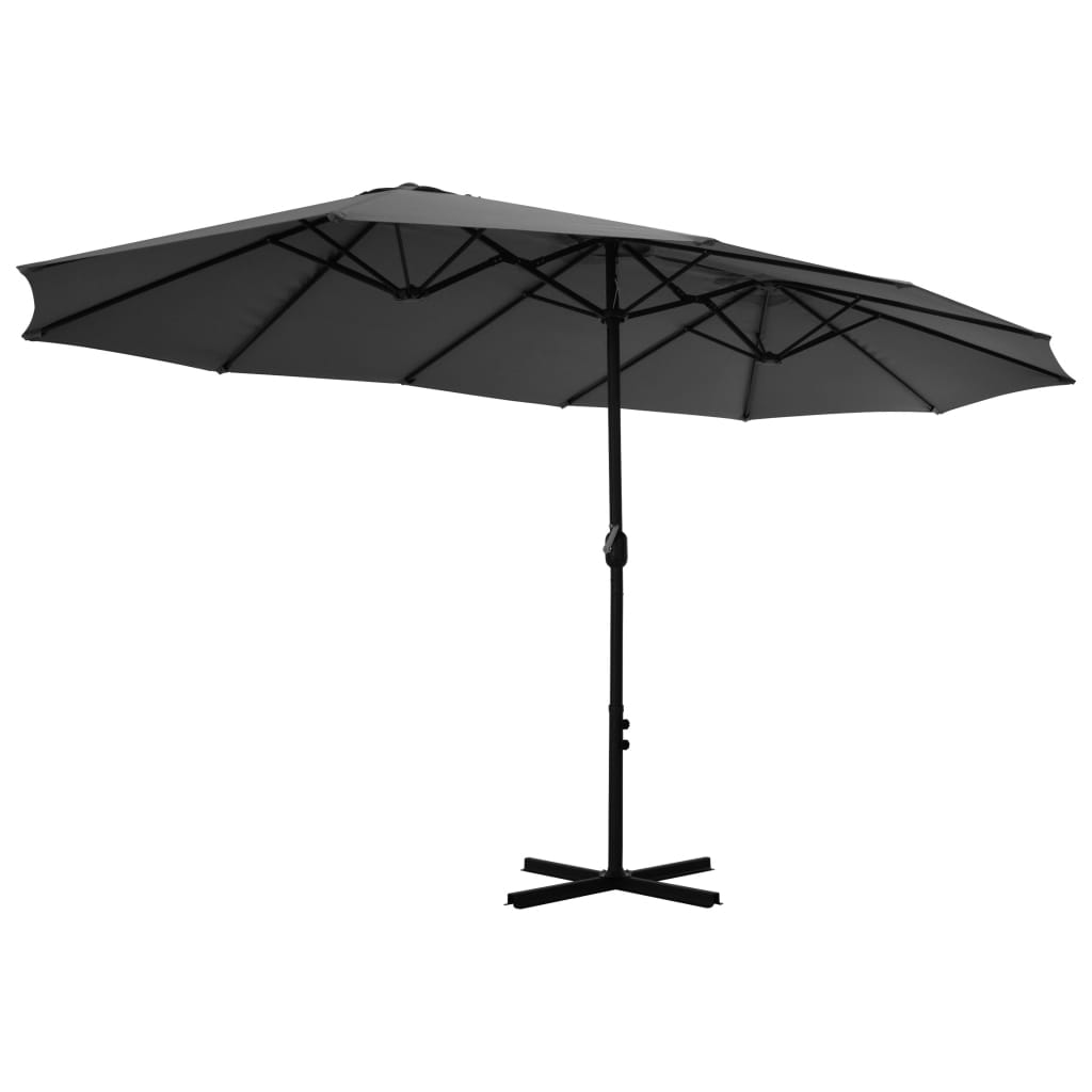 Umbrelă de soare cu stâlp aluminiu, antracit, 460 x 270 cm