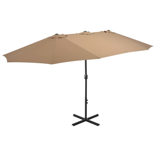 Umbrelă soare exterior cu stâlp aluminiu gri taupe 460x270 cm