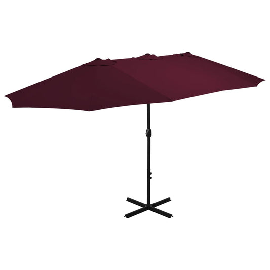 Umbrelă soare exterior, stâlp aluminiu, roșu bordo, 460x270 cm