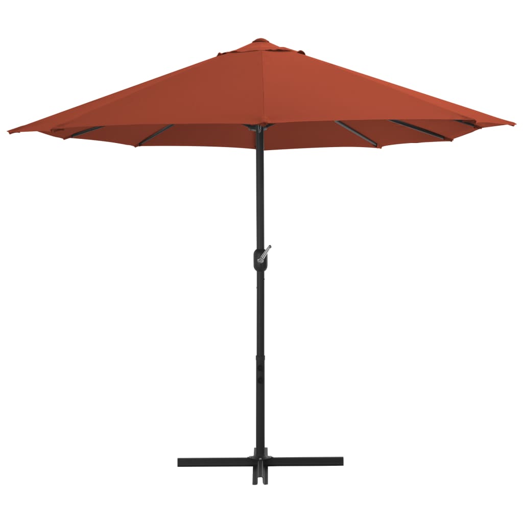 Umbrelă de soare exterior stâlp aluminiu, cărămiziu, 460x270 cm