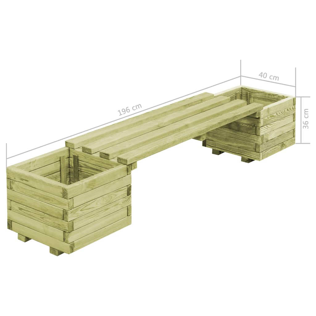 Bancă de grădină cu jardiniere, lemn de pin tratat