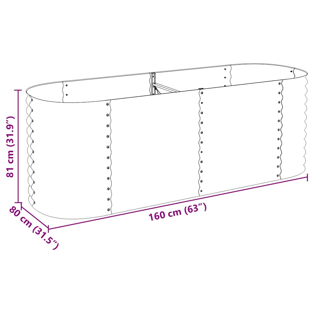 Strat înălțat grădină argintiu 240x80x81 cm oțel galvanizat