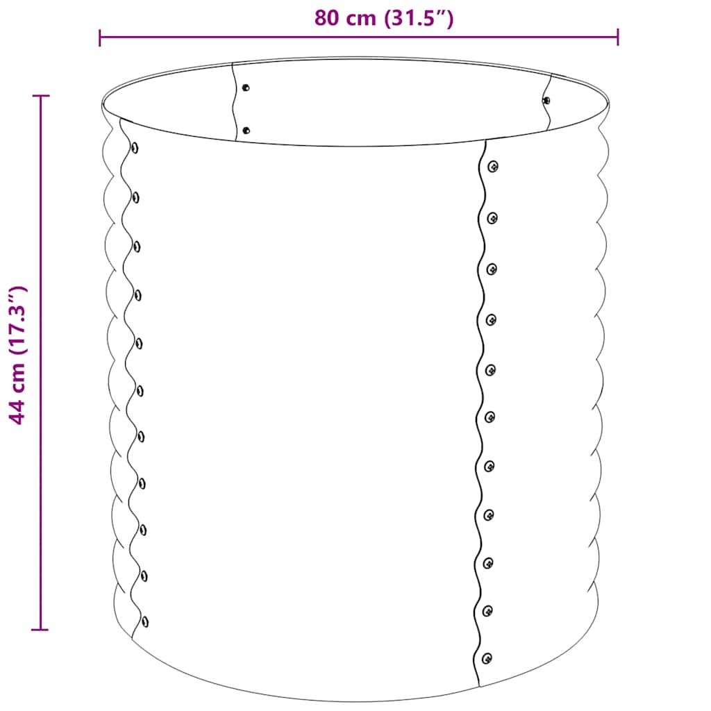 Strat înălțat de grădină argintiu 80x80x81 cm oțel galvanizat