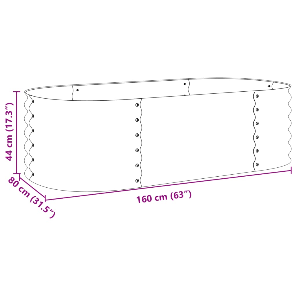 Strat înălțat de grădină argintiu 160x80x44 cm oțel galvanizat