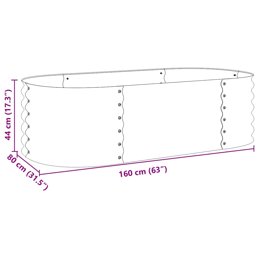 Strat înălțat de grădină argintiu 160x80x44 cm oțel galvanizat