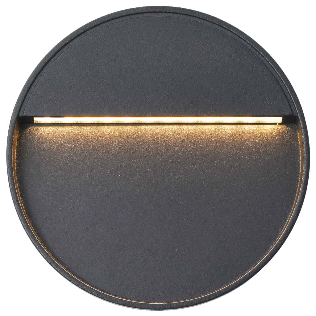 Lămpi de perete LED de exterior, 2 buc., negru, 3 W, rotund