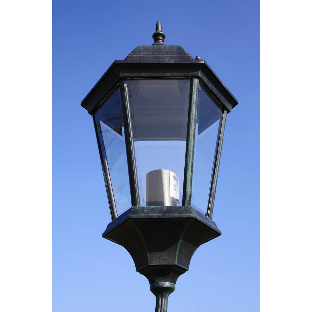 Stâlp lampă grădină 2 brațe verde închis/negru 230 cm aluminiu