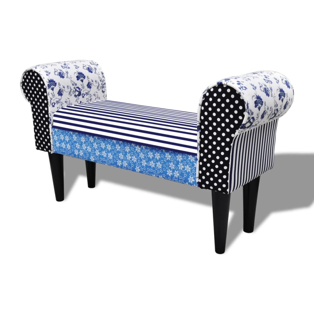 Bancă, design mozaic, albastru & alb