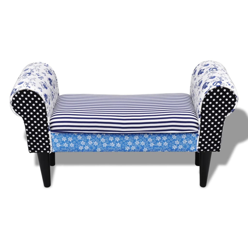 Bancă, design mozaic, albastru & alb