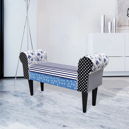Bancă, design mozaic, albastru & alb
