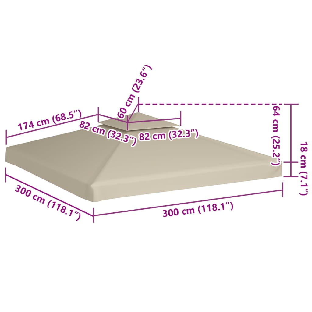 Pavilion roof spare canopy, green, 3x3 m, 310 g/m²