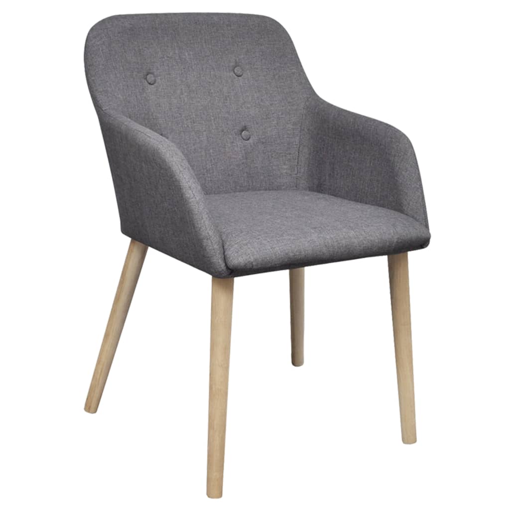 Scaune bucătărie 6 buc, gri deschis, textil & lemn stejar masiv