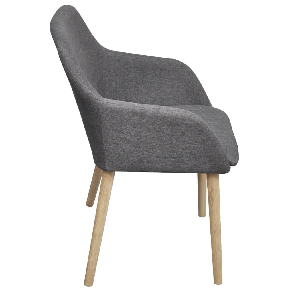 Scaune bucătărie 6 buc, gri deschis, textil & lemn stejar masiv