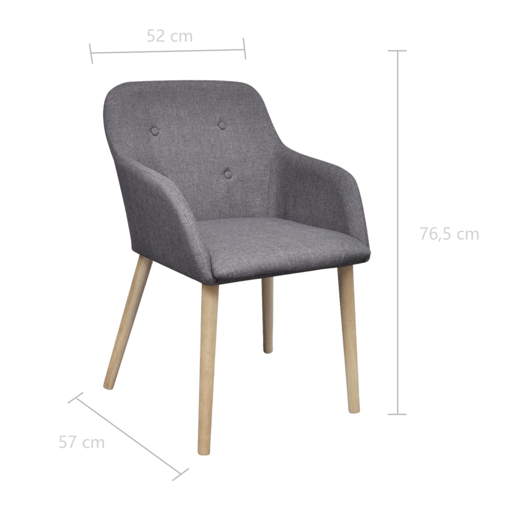 Scaune bucătărie 6 buc, gri deschis, textil & lemn stejar masiv