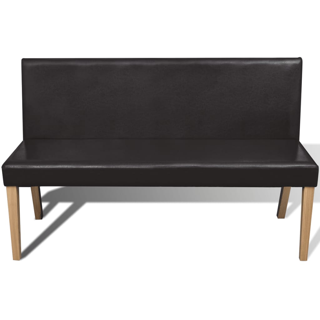 Bancă, maro închis, 139,5 cm, piele ecologică