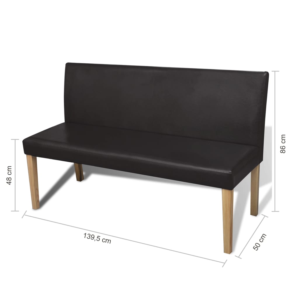 Bancă, maro închis, 139,5 cm, piele ecologică