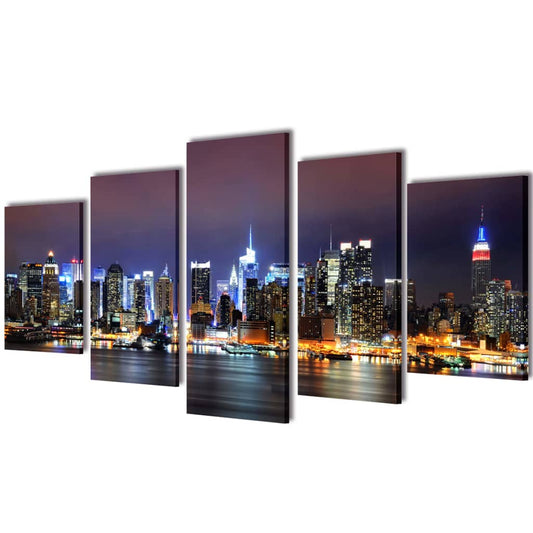 Set tablouri imprimate pe pânză, New York Skyline, 200x100 cm