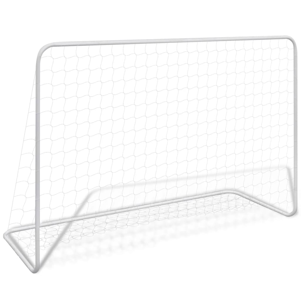 Poartă de fotbal cu plasă alb 182x61x122 cm oțel