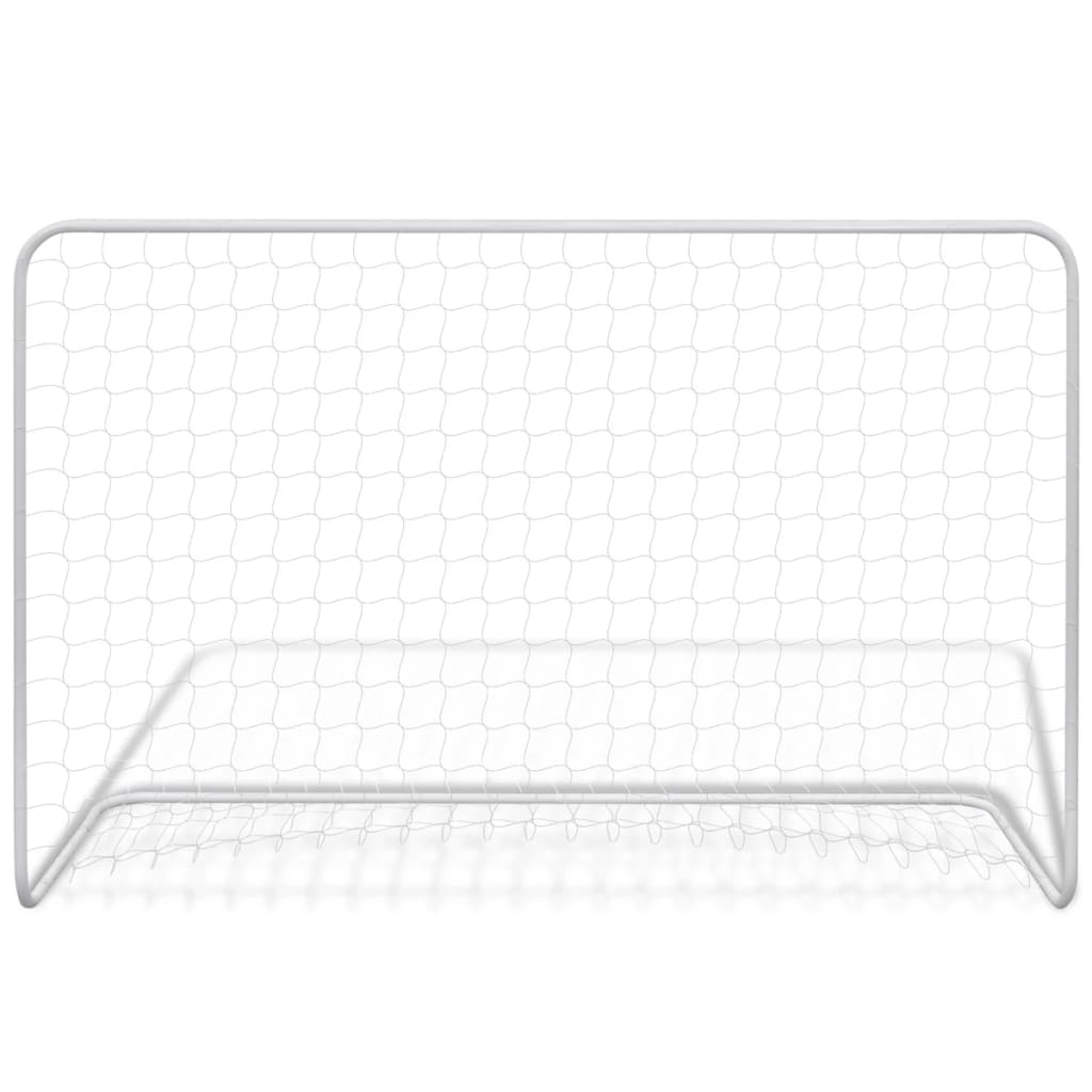 Poartă de fotbal cu plasă alb 182x61x122 cm oțel