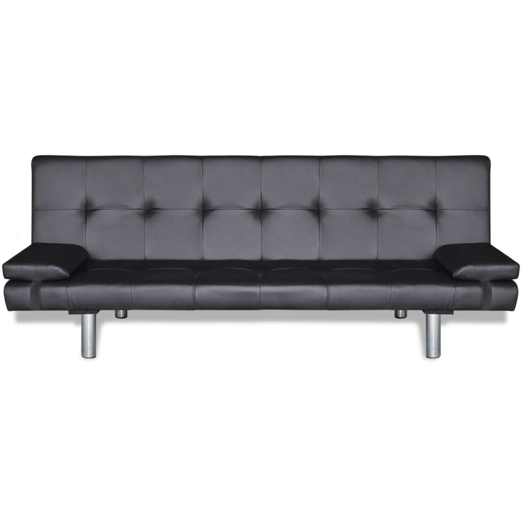 Canapea extensibilă 2 perne, piele artificială, reglabilă negru