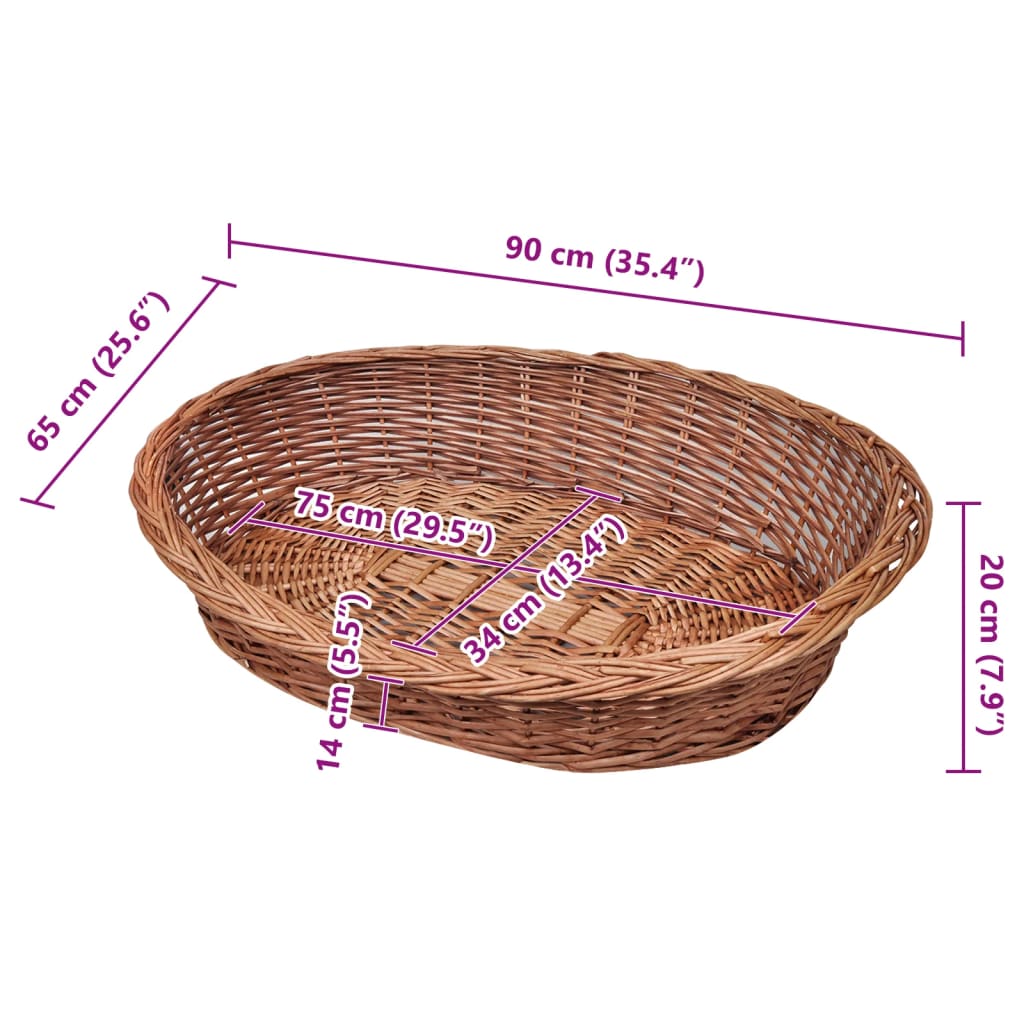 Dog basket/Pet bed, 90 cm, wicker