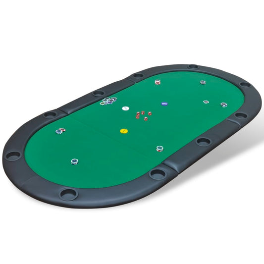 Blat de masă de poker pentru 10 jucători, pliabil, verde
