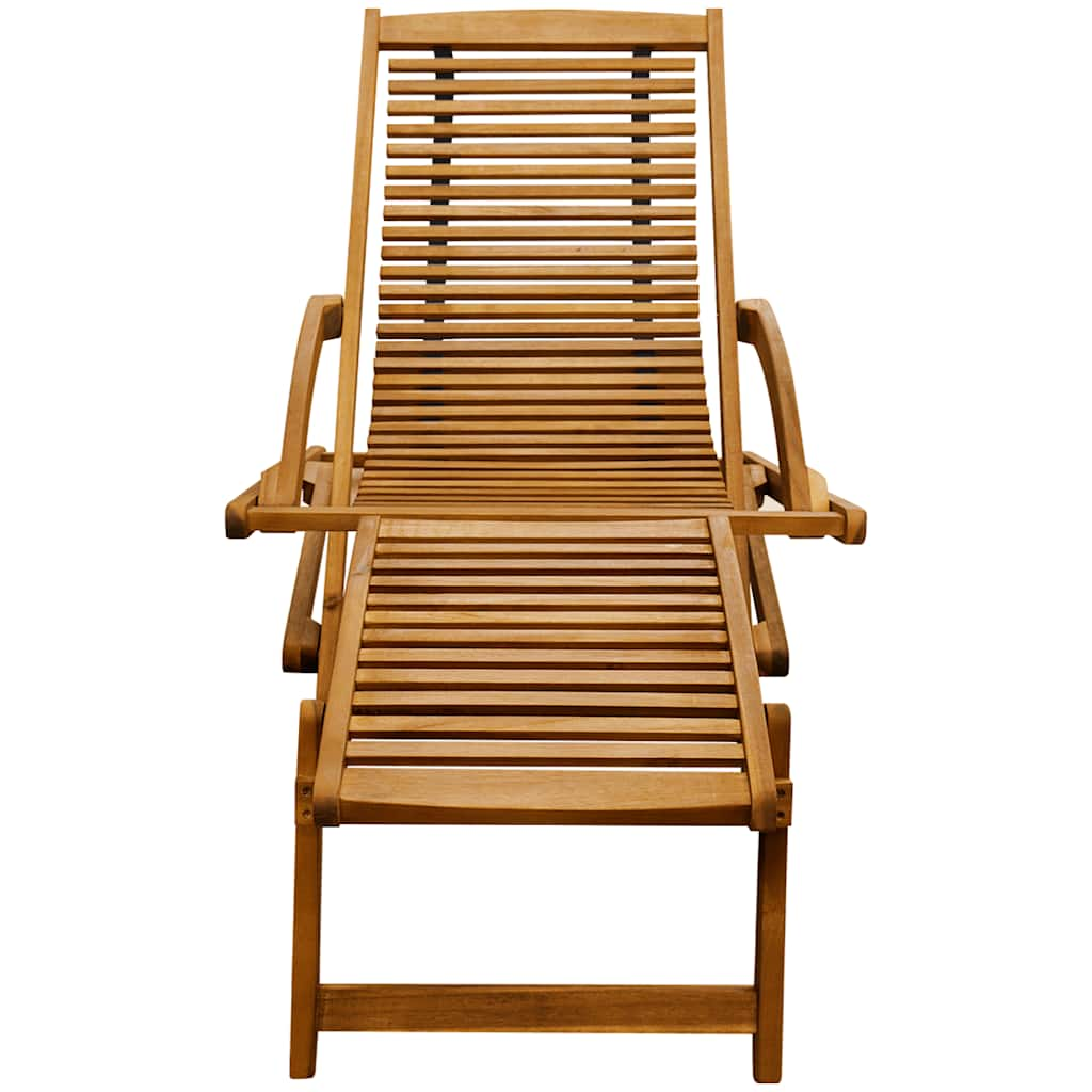 Lounger with acacia wood footrest