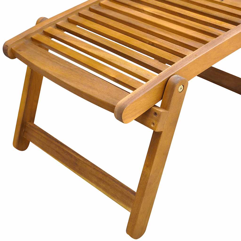 Lounger with acacia wood footrest