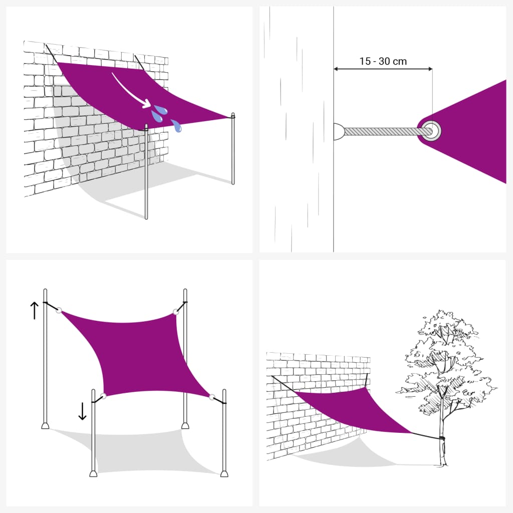 Parasolar pătrat din HDPE, 3,6 x 3,6 m, antracit