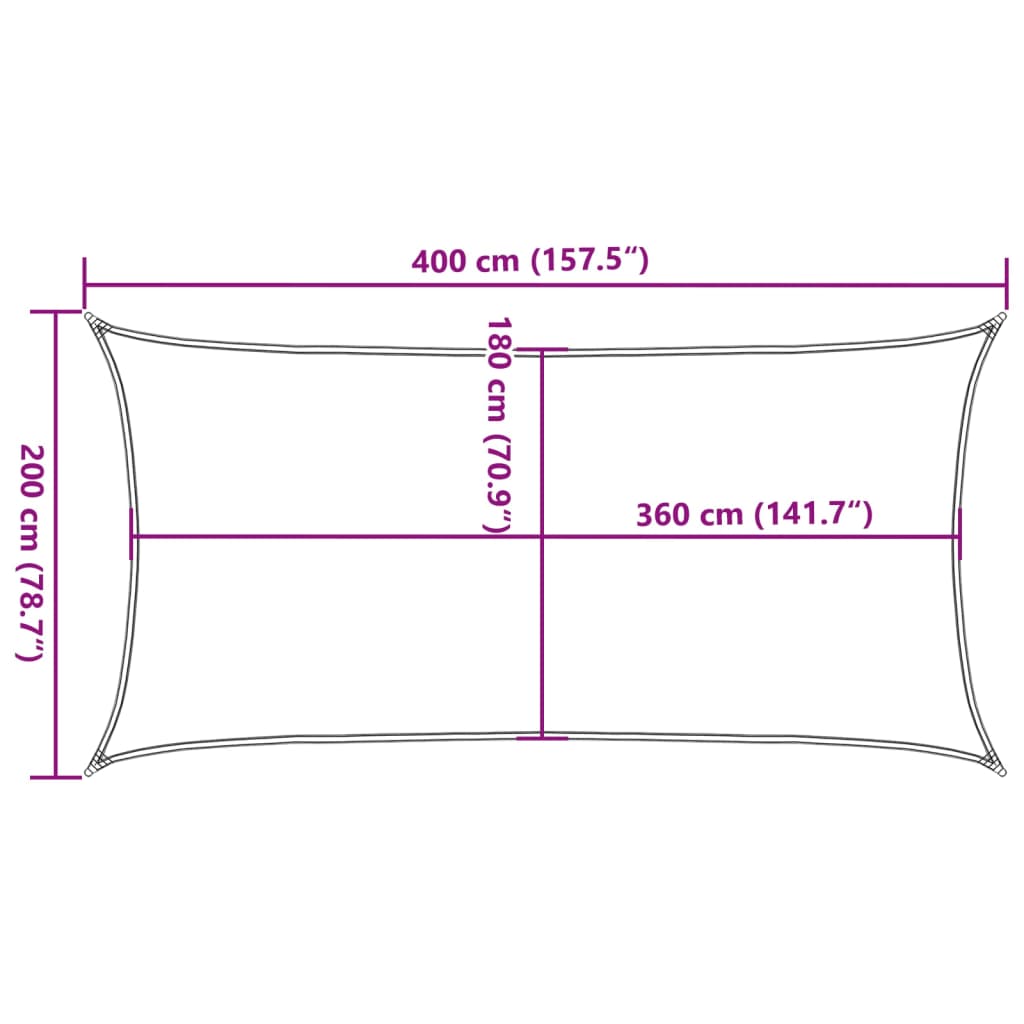 Pânză dreptunghiulară pentru parasolar, HDPE, 2 x 4 m, antracit