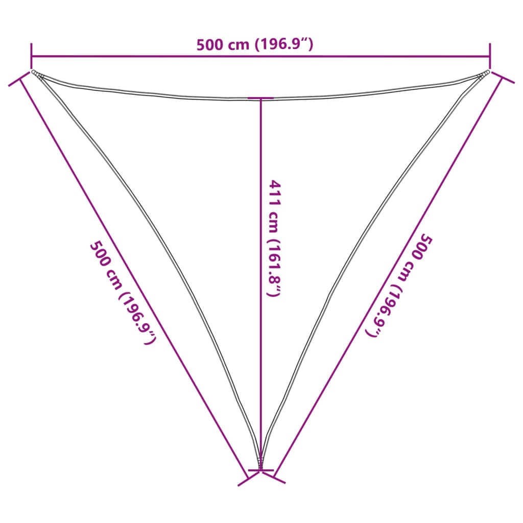 Triangular HDPE sunshade fabric 5 x 5 x 5 m, anthracite