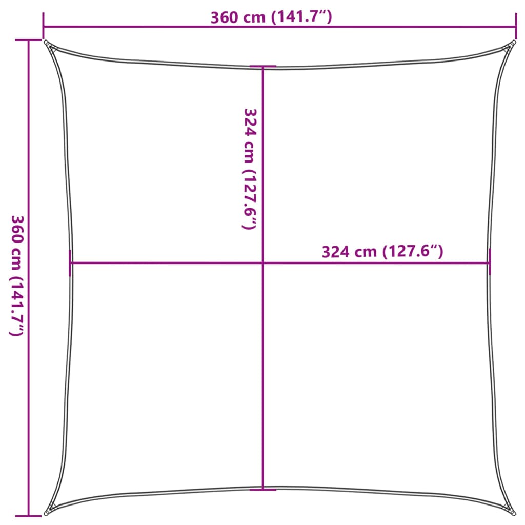 Square HDPE Sun Shade Cloth 3.6 x 3.6 x 3.6 m Cream