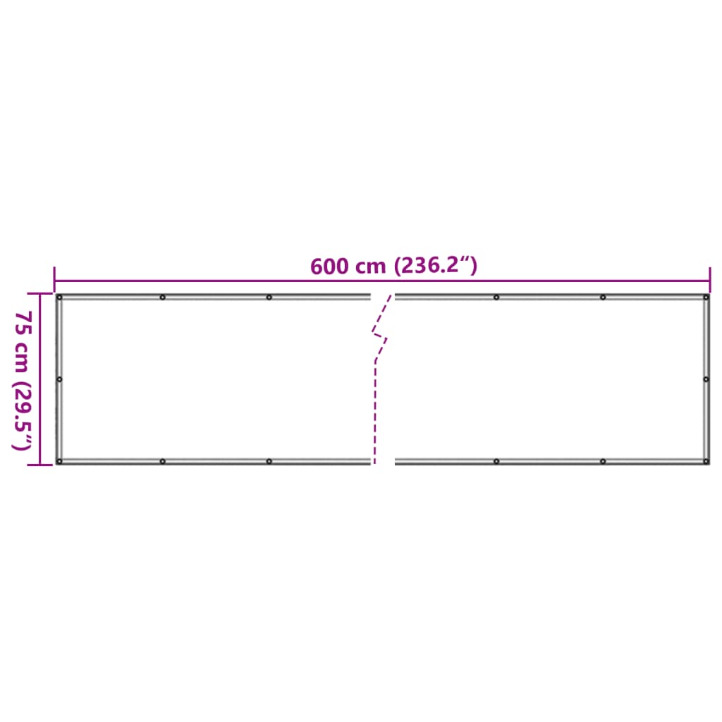 Prelată balcon, material textil oxford, 75 x 600 cm, antracit