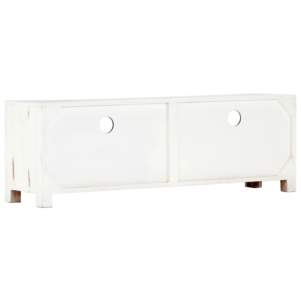 Comodă TV, alb, 120 x 30 x 40 cm, lemn masiv de acacia