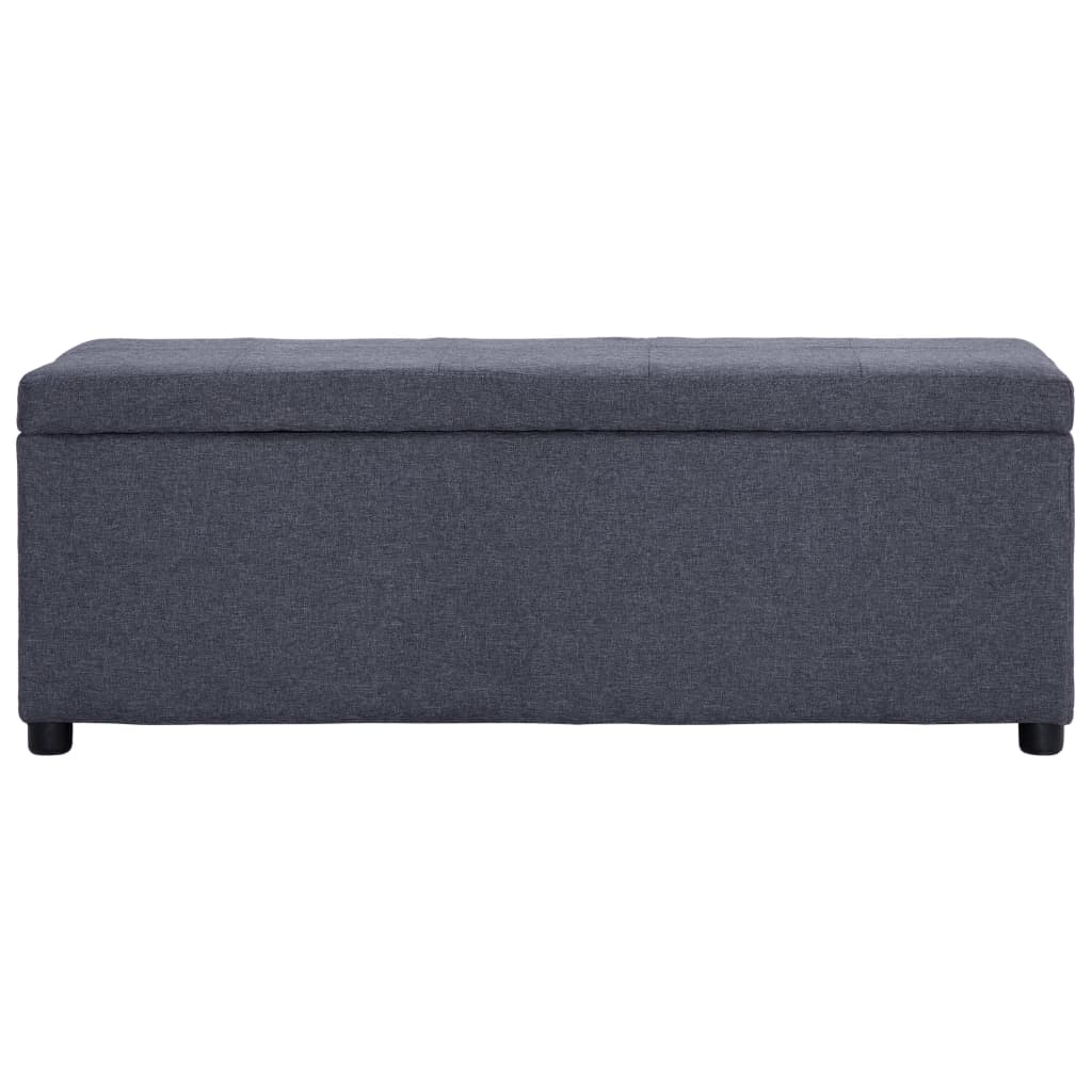 Bancă, compartiment de depozitare, gri închis, 116 cm poliester