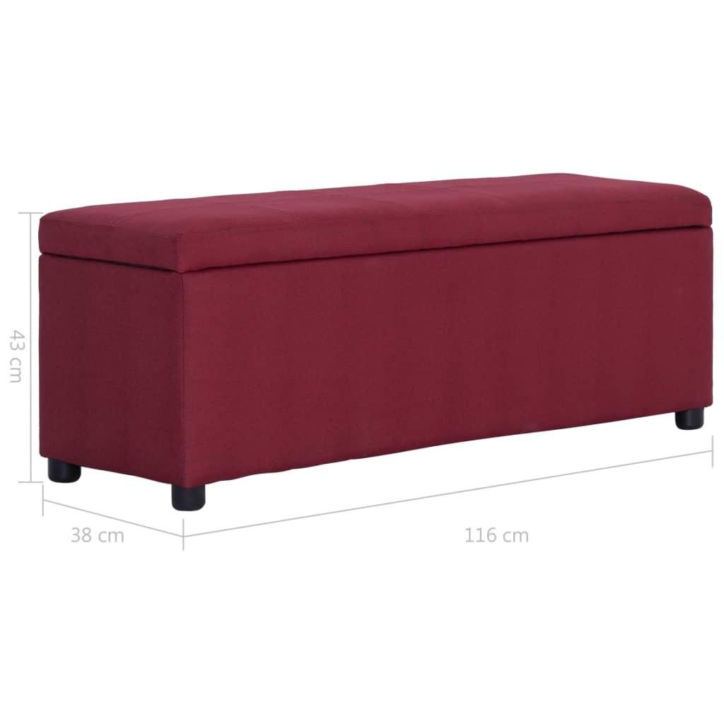 Banchetă cu zonă de depozitare, roșu vin, 116cm, poliester