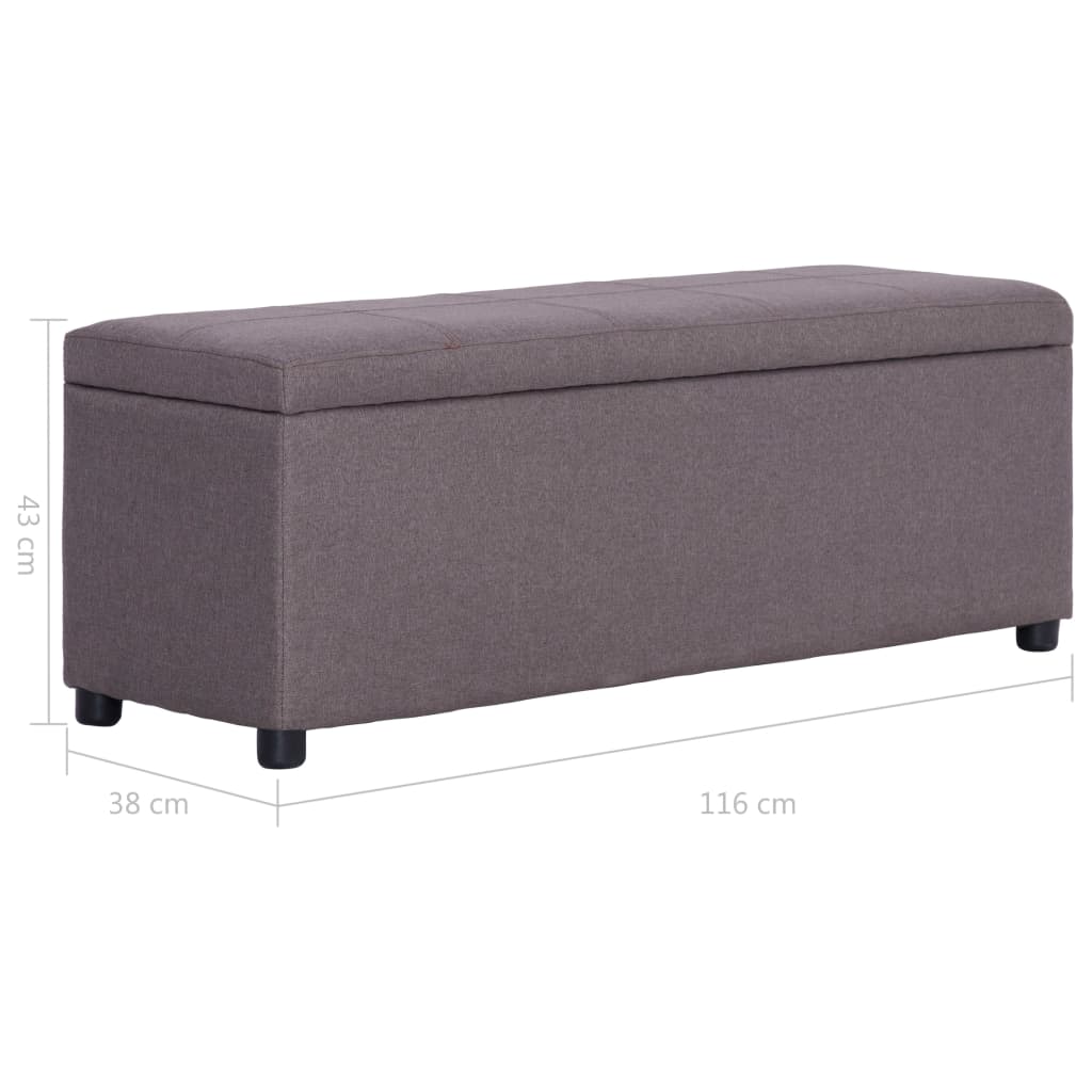 Bancă cu compartiment de depozitare gri taupe 116 cm, poliester