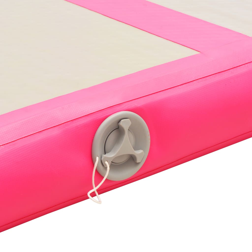 Saltea gimnastică gonflabilă cu pompă roz 300x100x10cm PVC