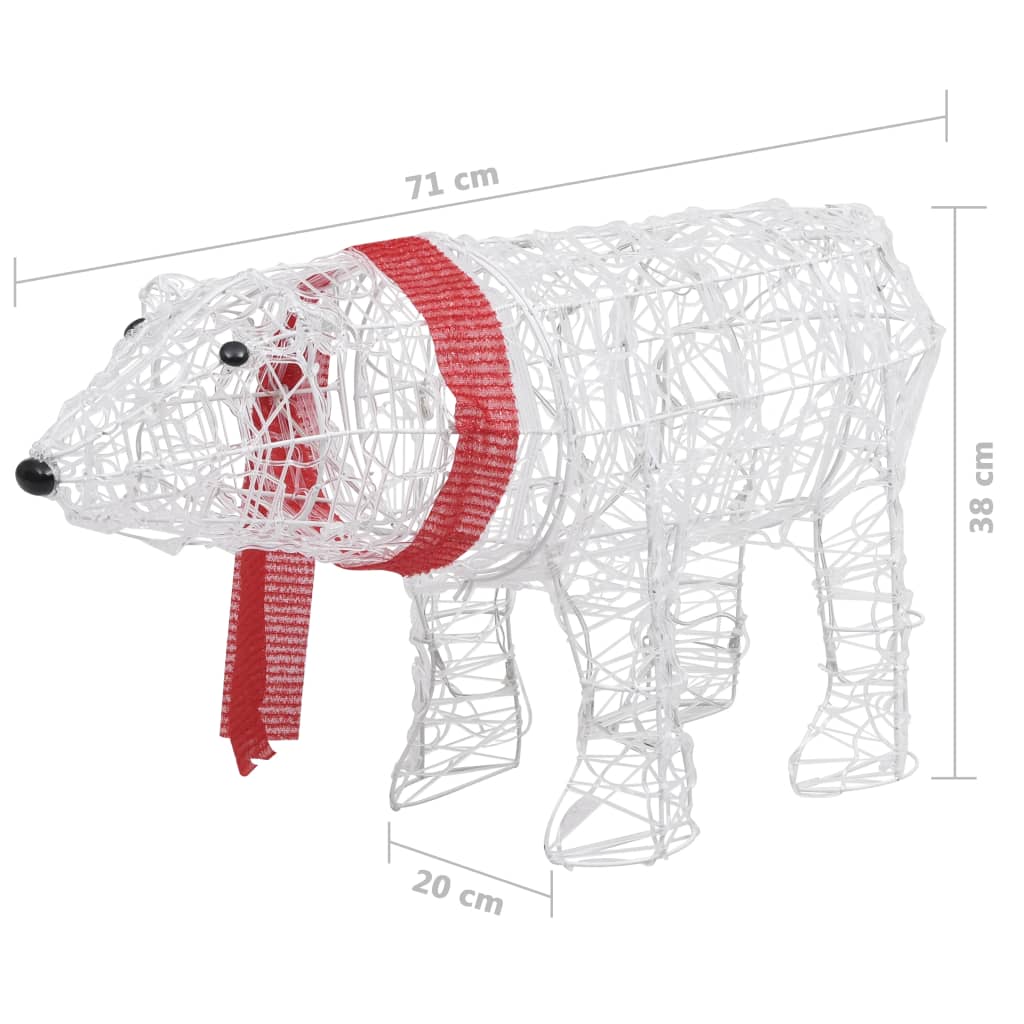 Decorațiune de Crăciun urs, 45 leduri, 71 x 20 x 38 cm, acrilic