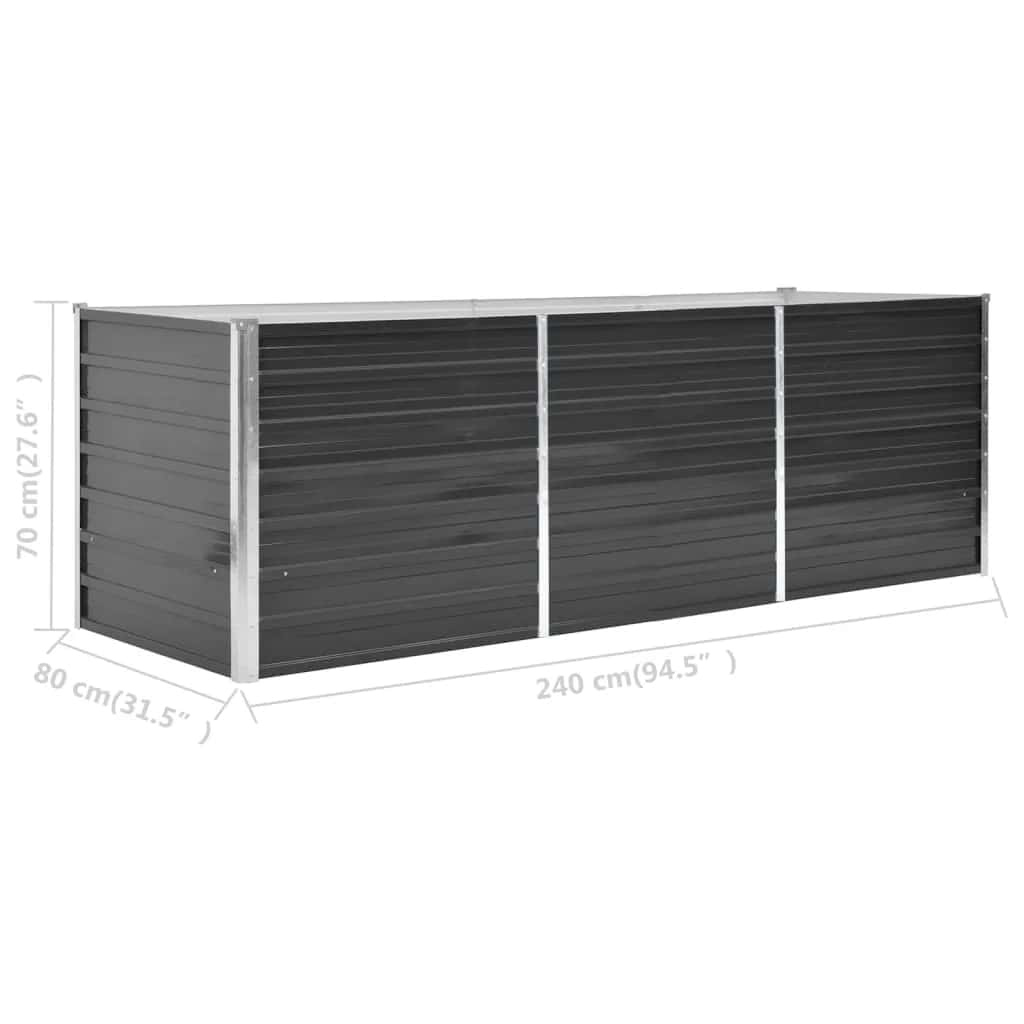 Strat înălțat de grădină antracit 240x80x77 cm oțel galvanizat