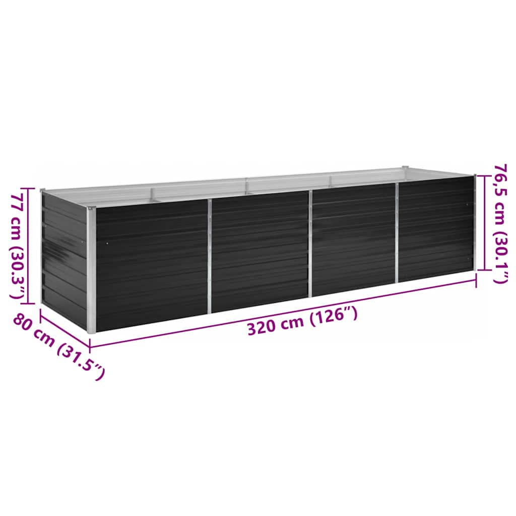 Strat înălțat de grădină antracit 320x80x77 cm oțel galvanizat