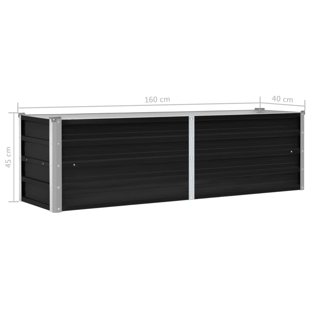 Strat înălțat de grădină antracit 160x40x45 cm oțel galvanizat