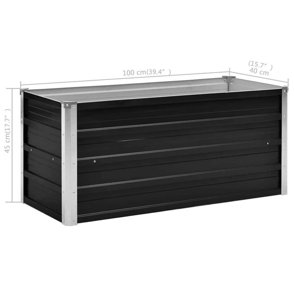 Strat înălțat de grădină antracit 100x40x45 cm oțel galvanizat