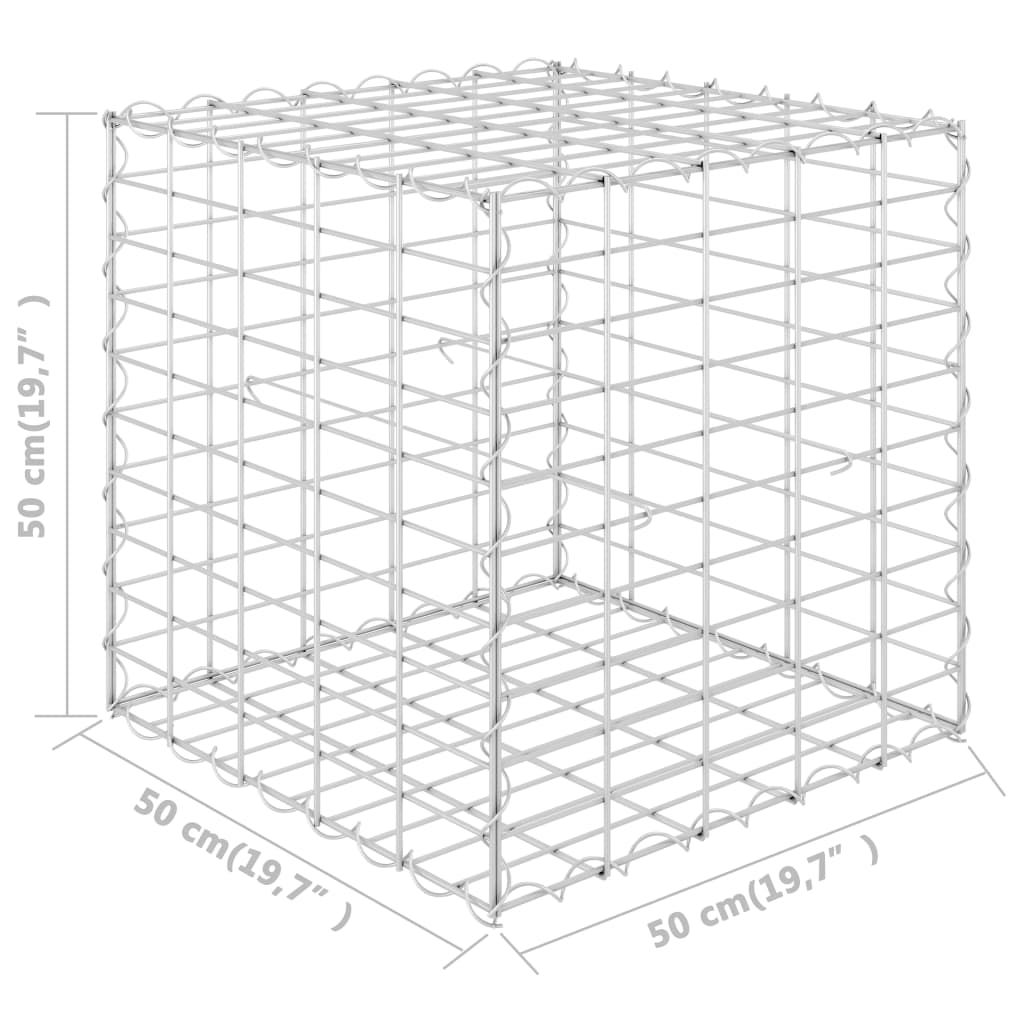 Strat înălțat cub gabion, 50 x 50 x 50 cm, sârmă de oțel